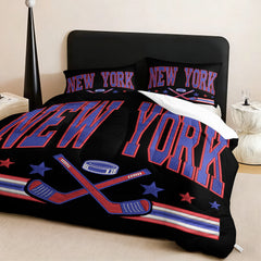 New York Rangers Hockey League Comforter Pillowcase Sets Blanket All Season Reversible Quilted Duvet