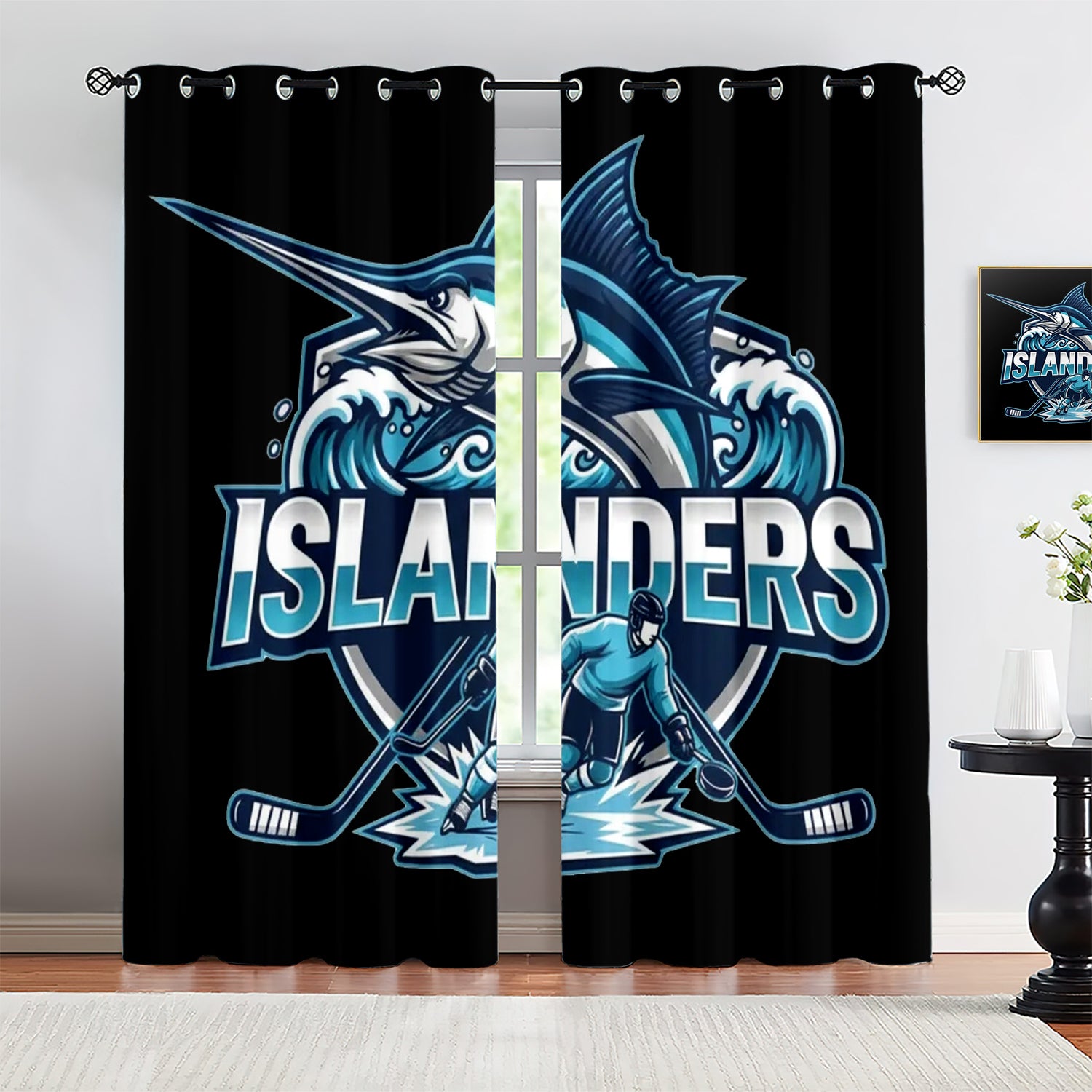 New Yorkislanders Blackout Curtains Drapes For Window Treatment Set