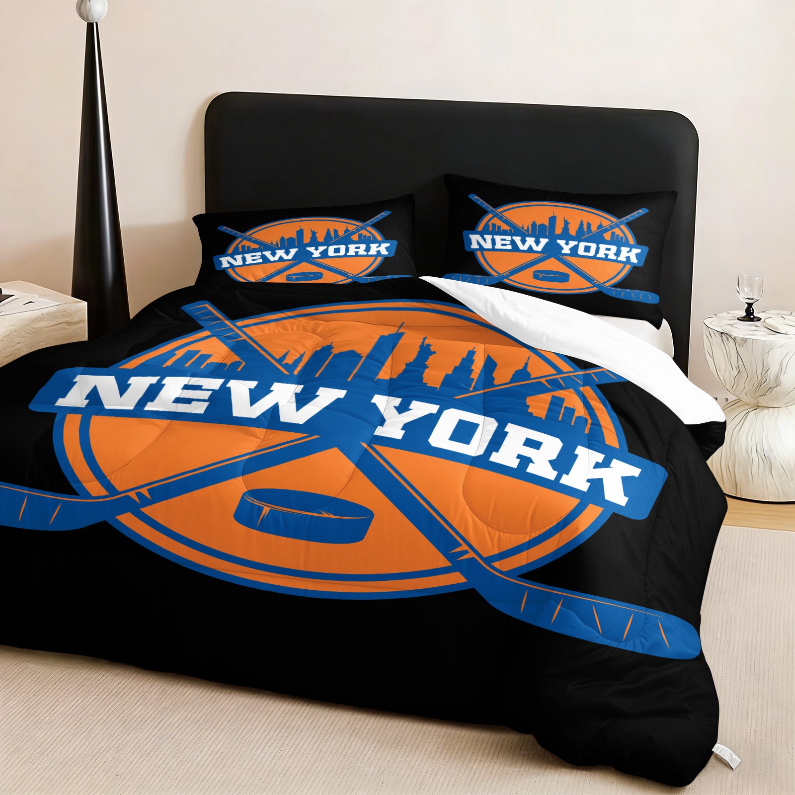New Yorkislanders Hockey League Comforter Pillowcase Sets Blanket All Season Reversible Quilted Duvet