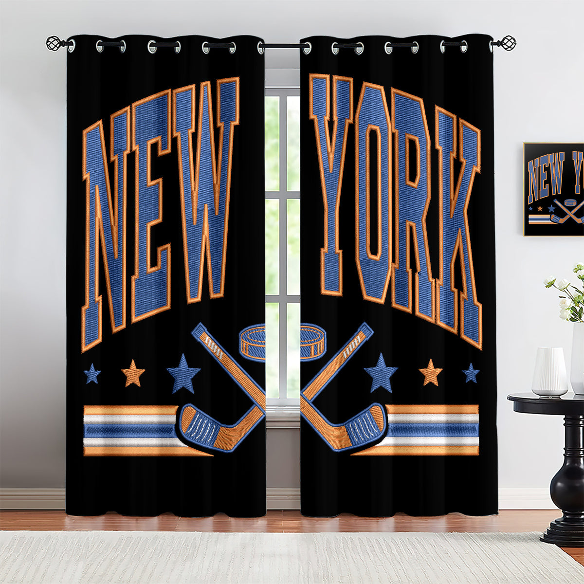 New Yorkislanders Blackout Curtains Drapes For Window Treatment Set