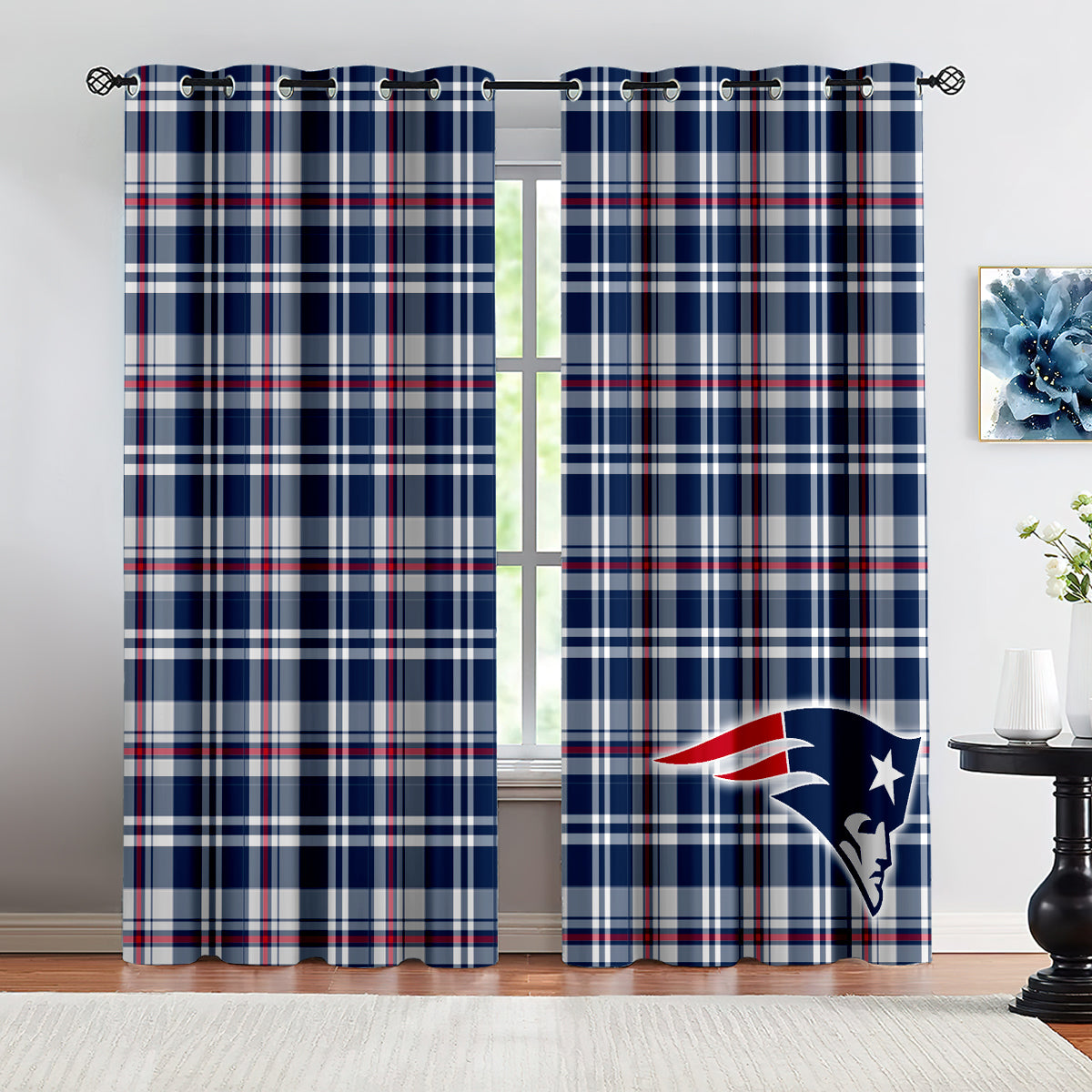 New England Patriot Football League Blackout Curtains Drapes for Window Treatment Set