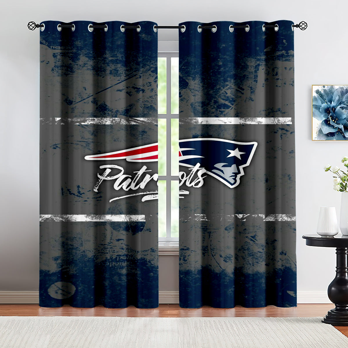 New England Patriot Football League Blackout Curtains Drapes for Window Treatment Set