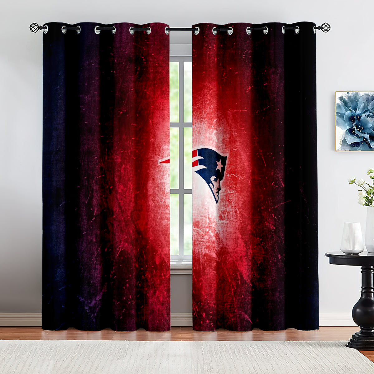 New England Patriot Football League Blackout Curtains Drapes for Window Treatment Set