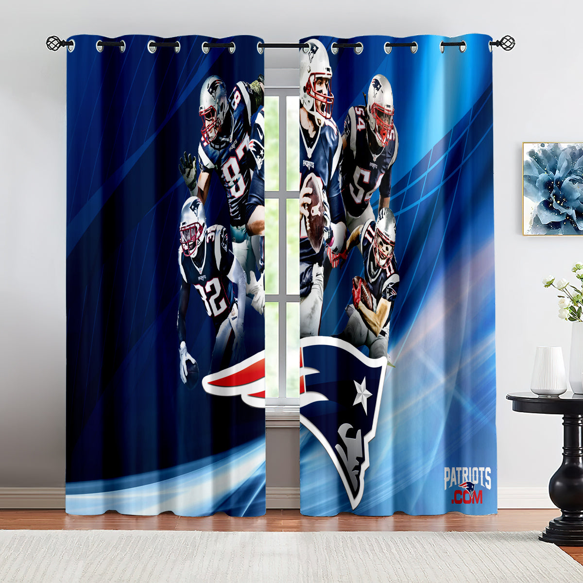 New England Patriot Football League Blackout Curtains Drapes for Window Treatment Set