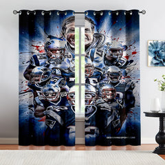 New England Patriot Football League Blackout Curtains Drapes for Window Treatment Set