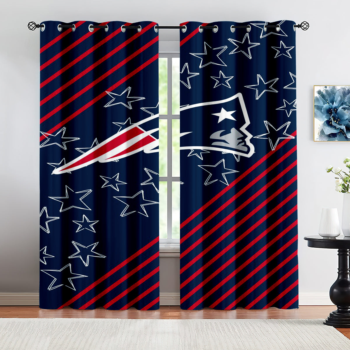 New England Patriots Football League Blackout Curtains Drapes for Window Treatment Set