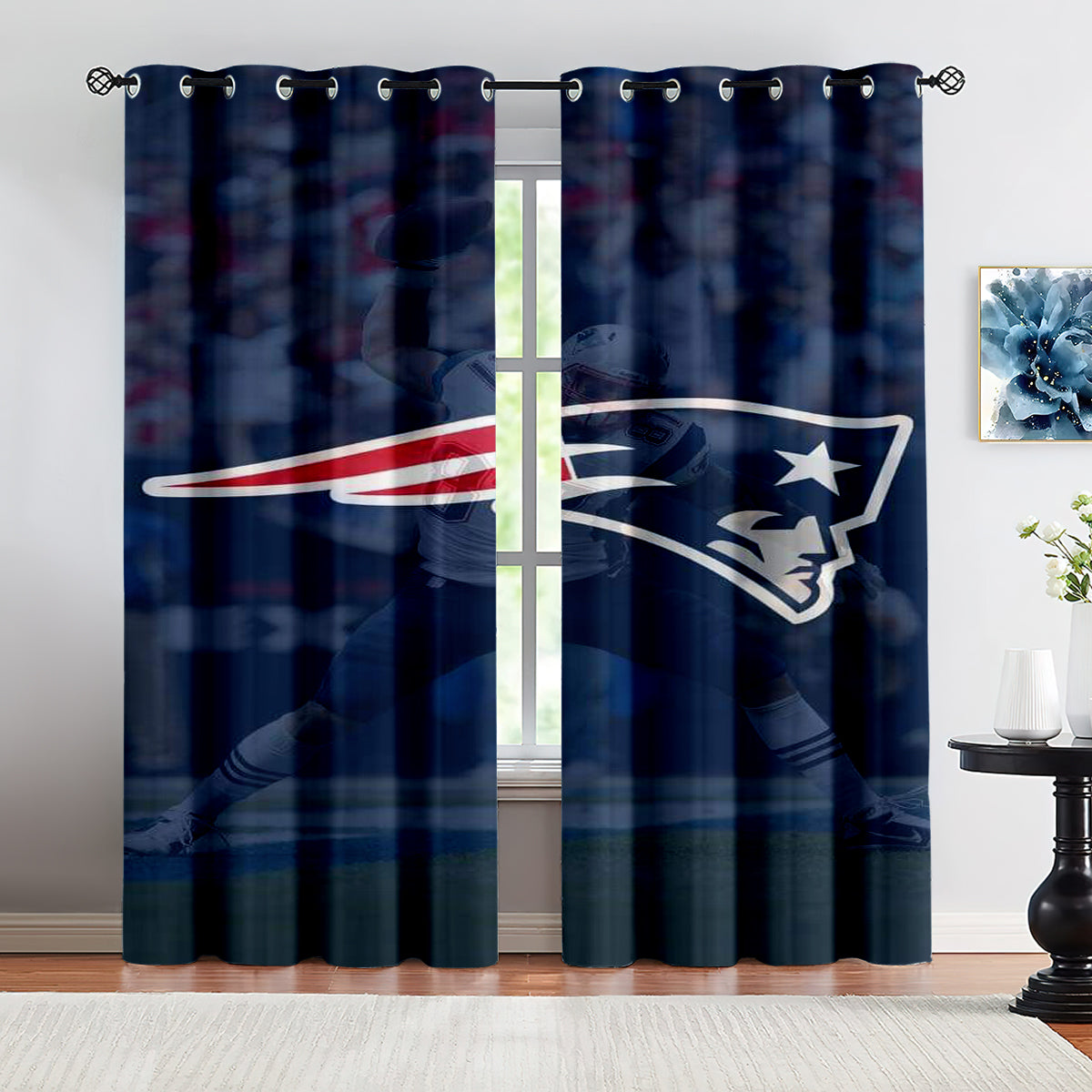 New England Patriots Football League Blackout Curtains Drapes for Window Treatment Set