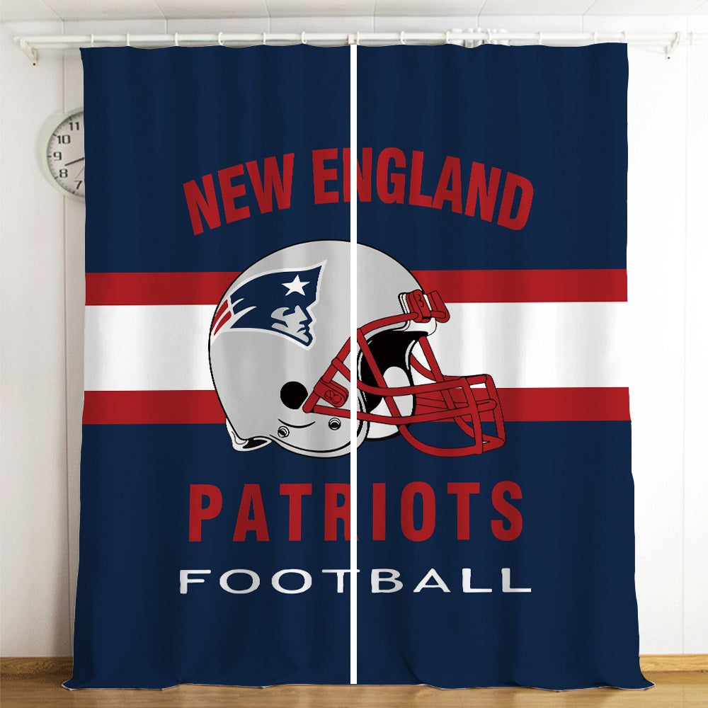 New England Patriots Football League Blackout Curtains Drapes for Window Treatment Set