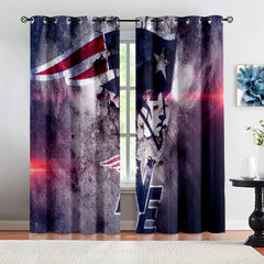 New England Patriots Football League Blackout Curtains Drapes for Window Treatment Set