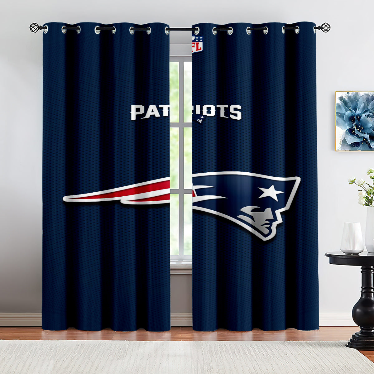 New England Patriots Football League Blackout Curtains Drapes for Window Treatment Set