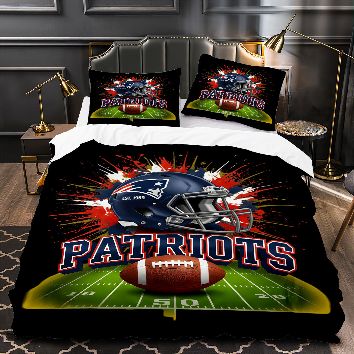 New England Patriots Football Duvet Cover Quilt Case Pillowcase Bedding Set Without Filler