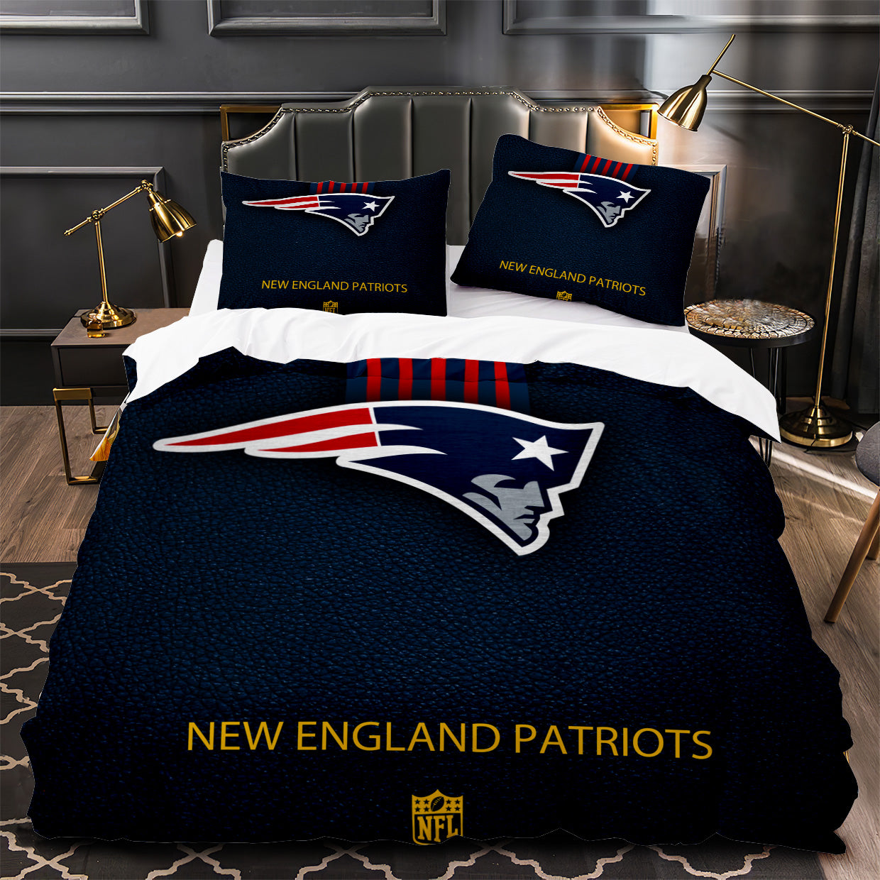 New England Patriots Football Duvet Cover Quilt Case Pillowcase Bedding Set Without Filler