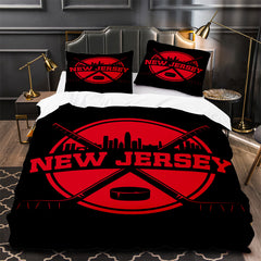 New Jersey Devils Hockey Duvet Cover Quilt Case Pillowcase Bedding Set Without Filler