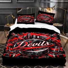 New Jersey Devils Hockey Duvet Cover Quilt Case Pillowcase Bedding Set Without Filler