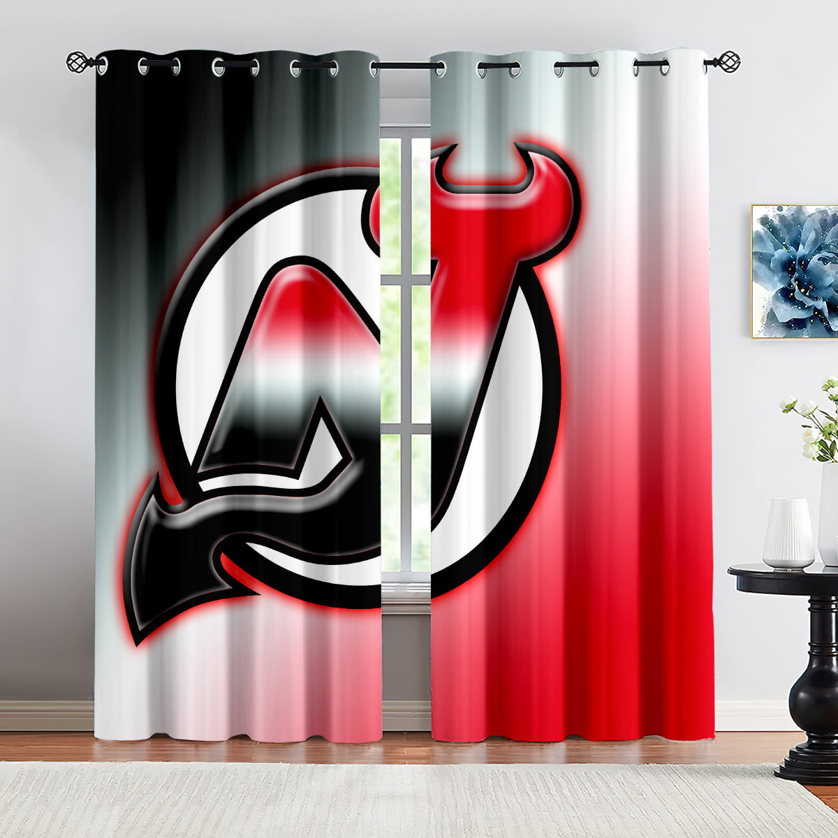New Jersey Devils Hockey League Blackout Curtains Drapes For Window Treatment Set