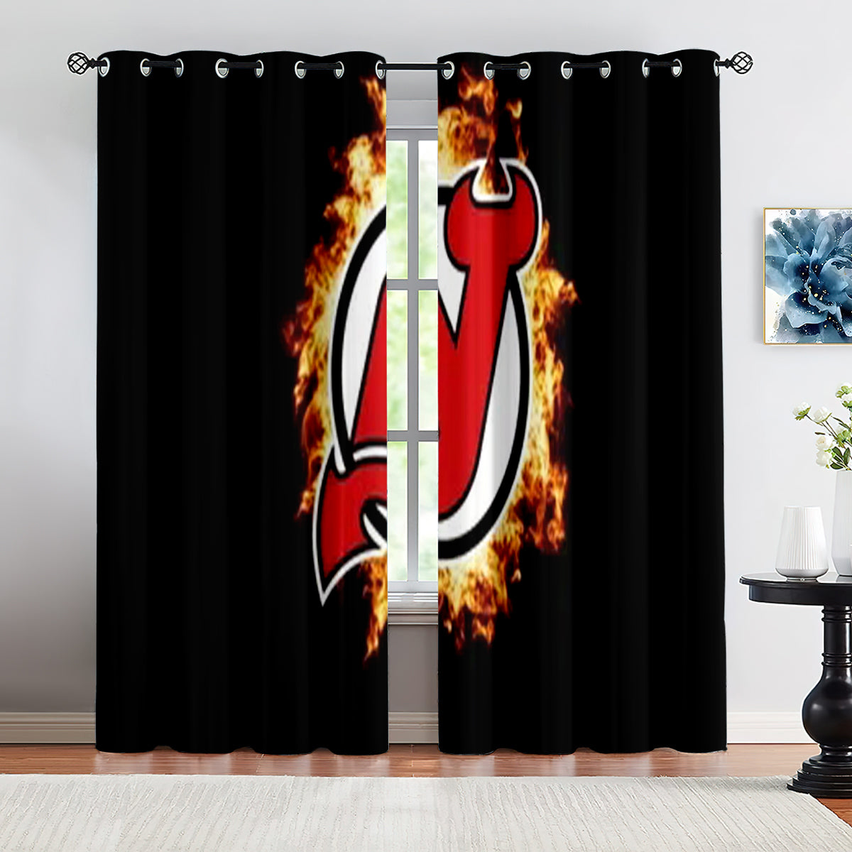 New Jersey Devils Hockey League Blackout Curtains Drapes For Window Treatment Set