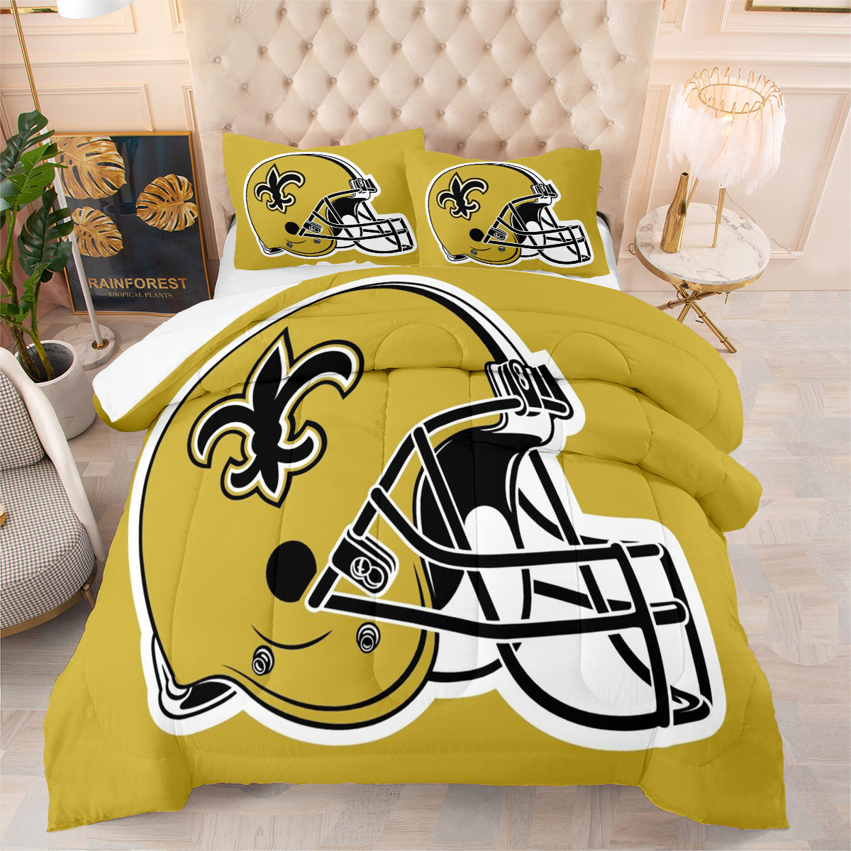 New Orleans Saints Football Team Comforter Pillowcase Sets Blanket All Season Reversible Quilted Duvet