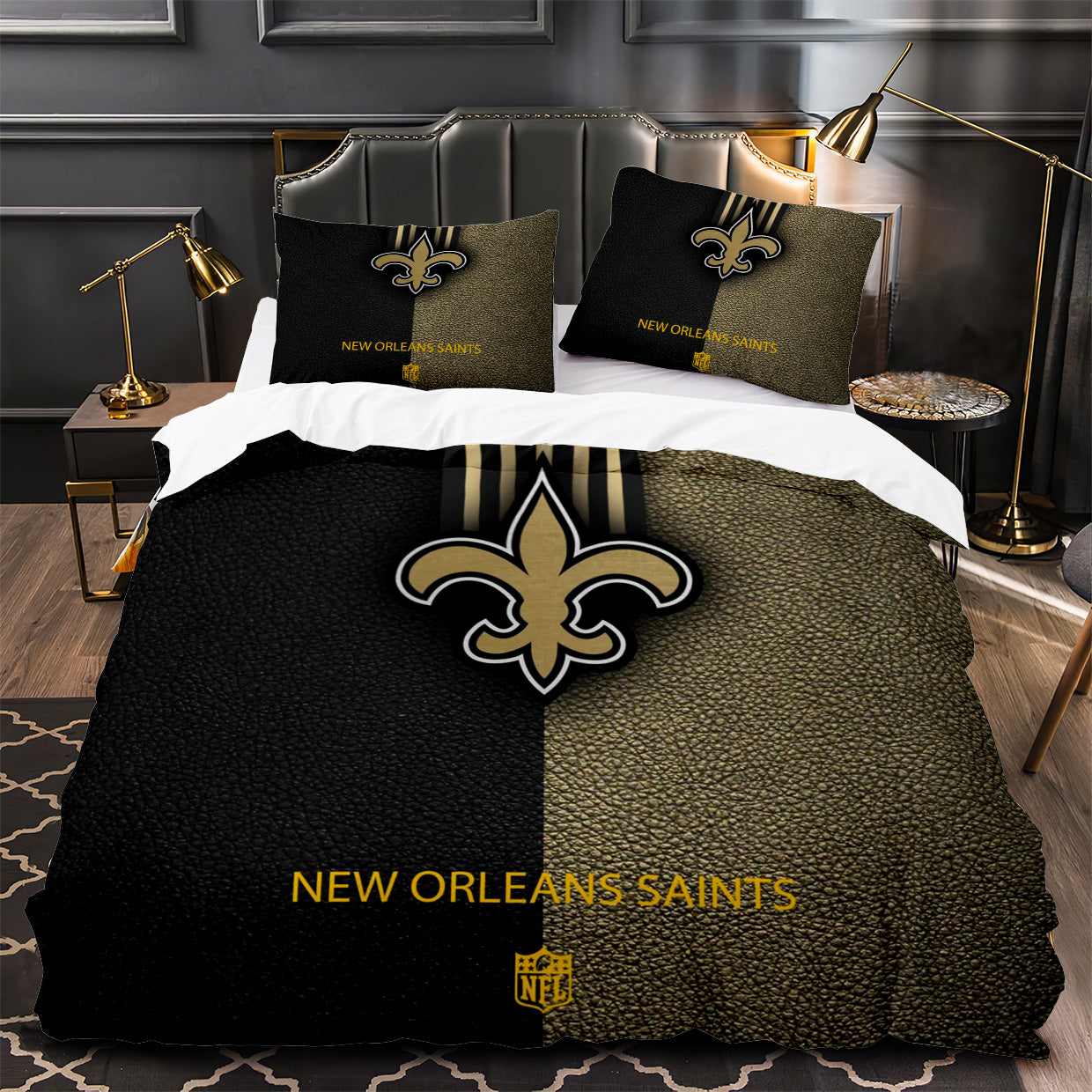 New Orleans Saints Football Duvet Cover Quilt Case Pillowcase Bedding Set Without Filler