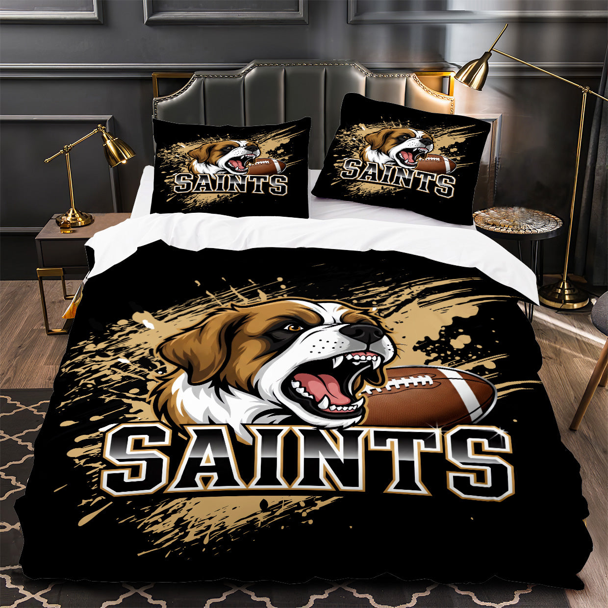 New Orleans Saints Football Duvet Cover Quilt Case Pillowcase Bedding Set Without Filler
