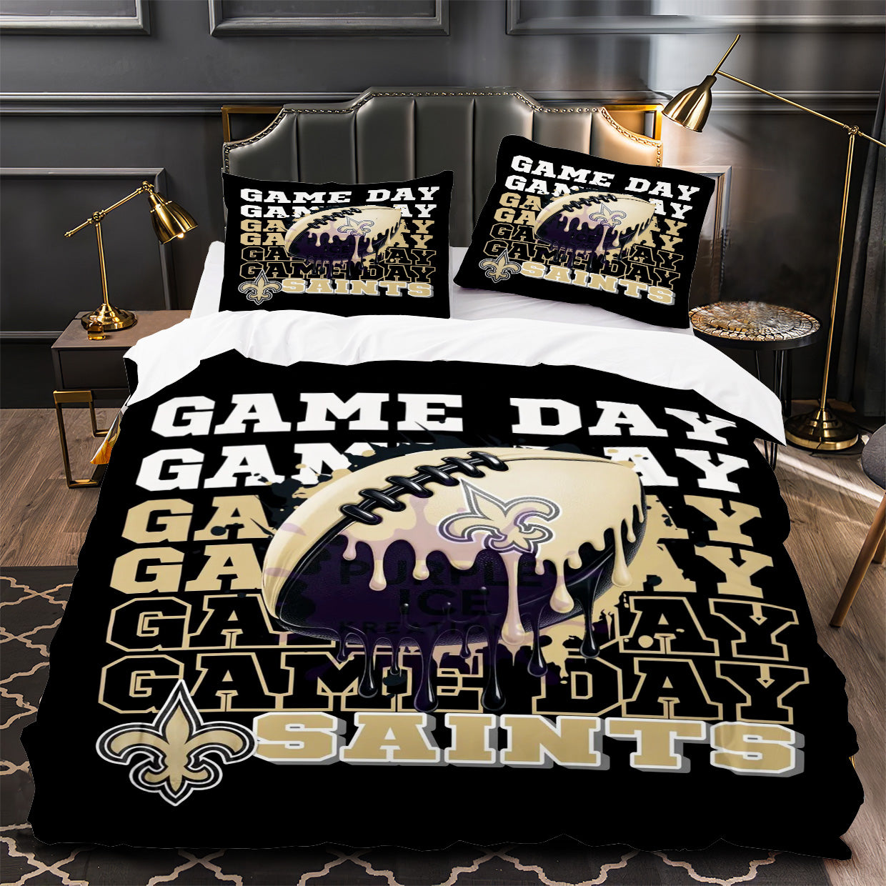 New Orleans Saints Football Duvet Cover Quilt Case Pillowcase Bedding Set Without Filler
