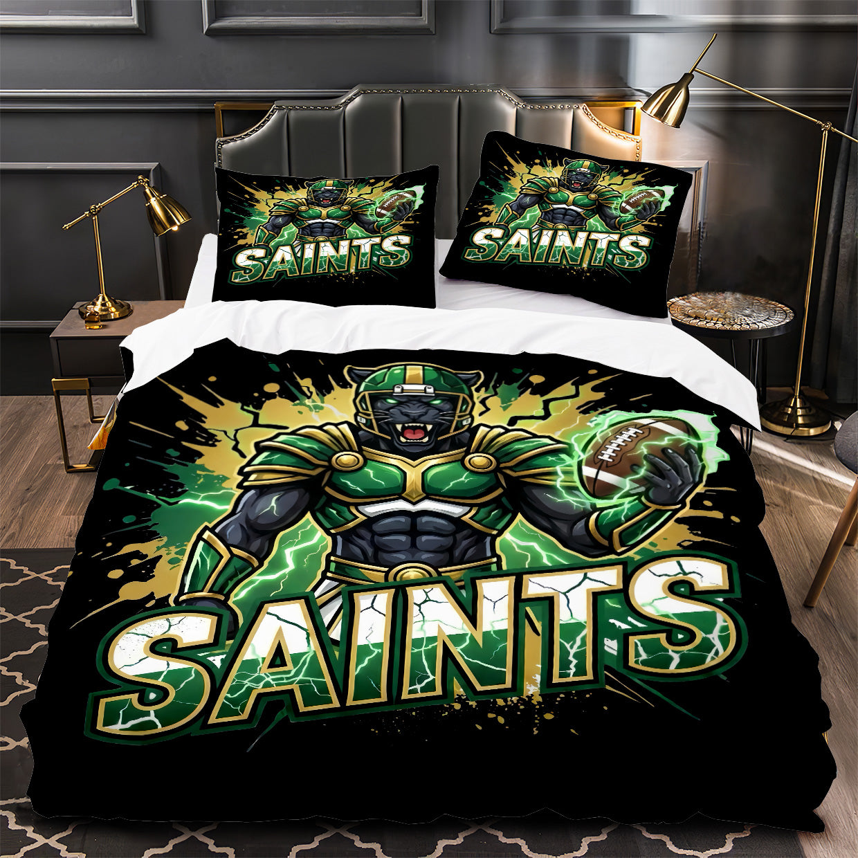 New Orleans Saints Football Duvet Cover Quilt Case Pillowcase Bedding Set Without Filler