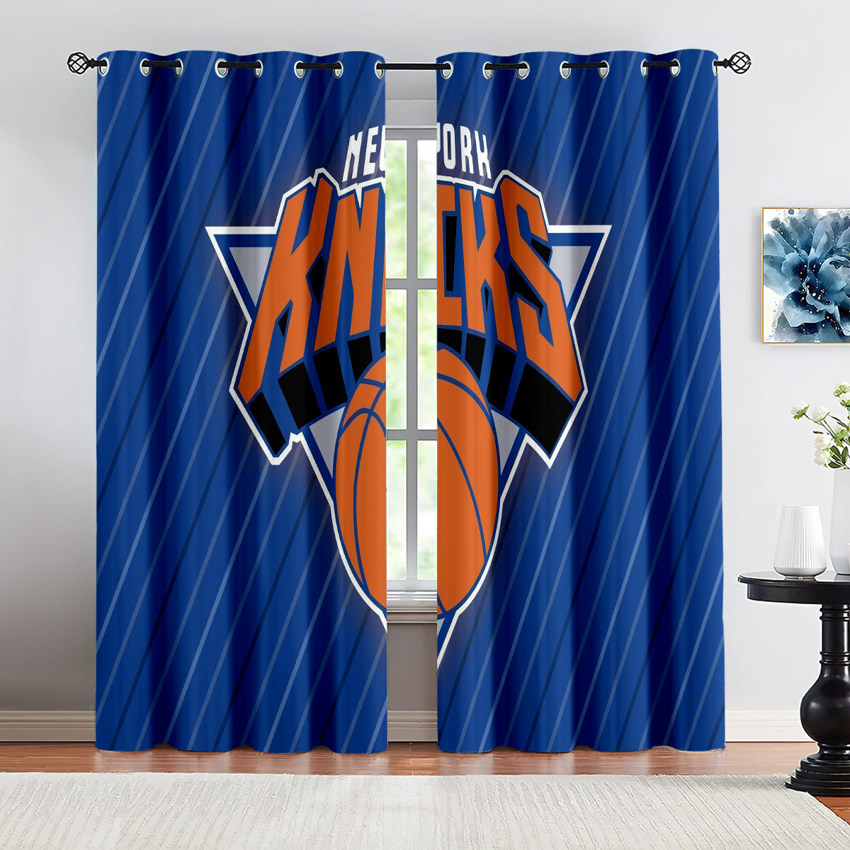 New York Basketball Knicks Blackout Curtains Drapes For Window Treatment Set