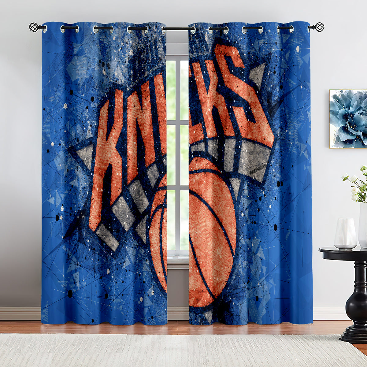 New York Basketball Knicks Blackout Curtains Drapes For Window Treatment Set