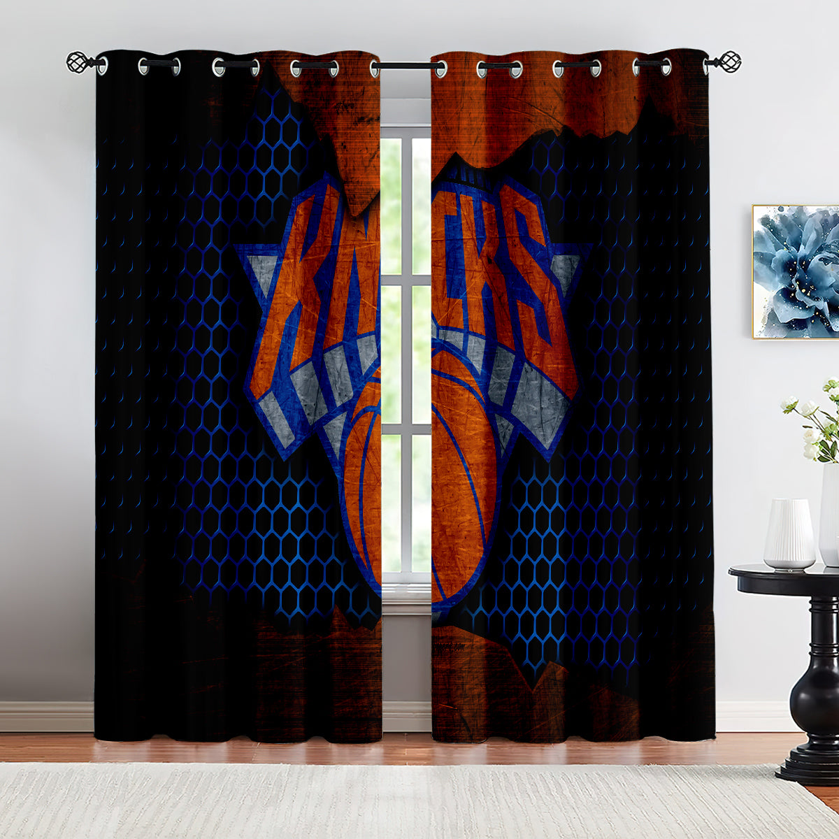 New York Basketball Knicks Blackout Curtains Drapes For Window Treatment Set