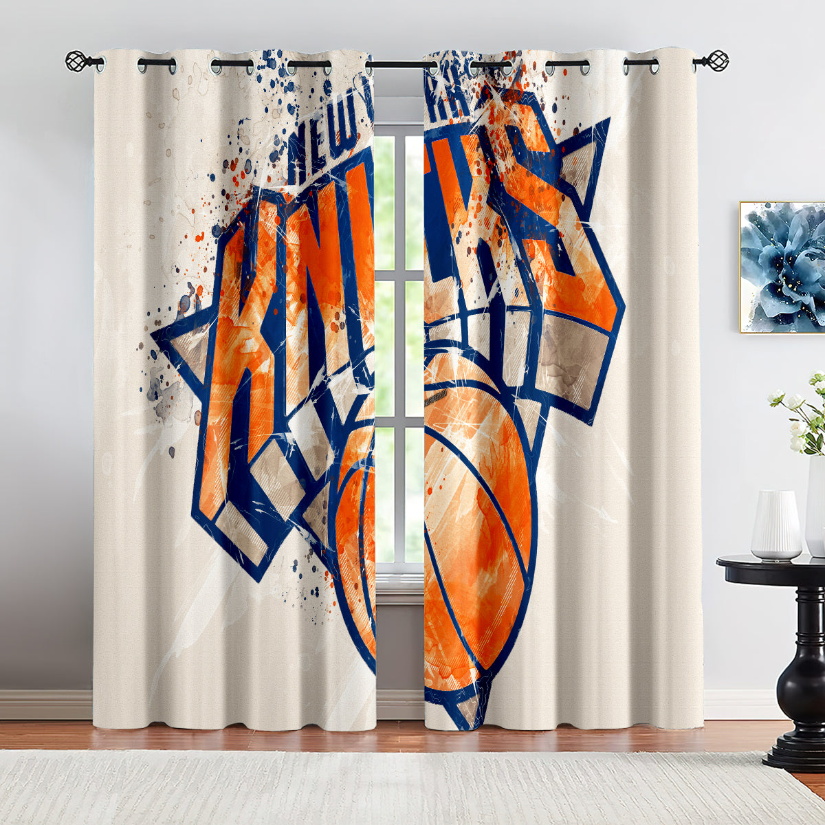 New York Basketball Knicks Blackout Curtains Drapes For Window Treatment Set