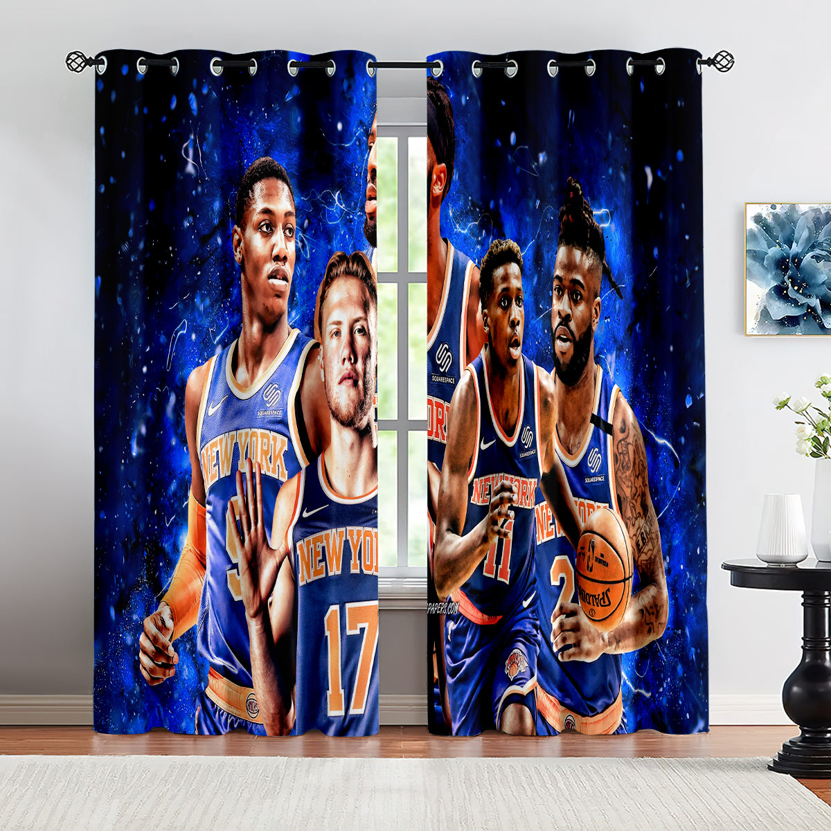 New York Basketball Knicks Blackout Curtains Drapes For Window Treatment Set