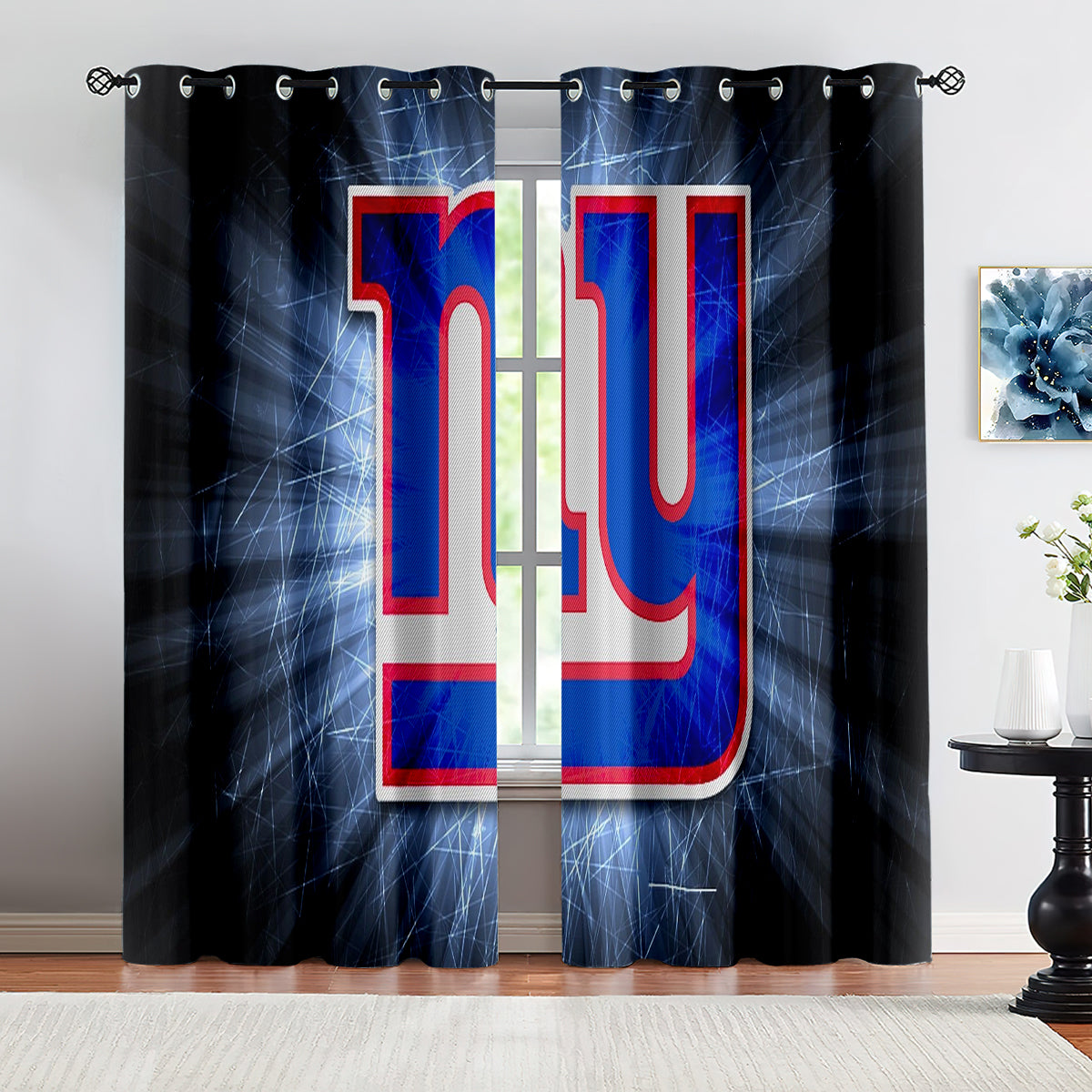 New York Giants Football Team Blackout Curtains Drapes For Window Treatment Set