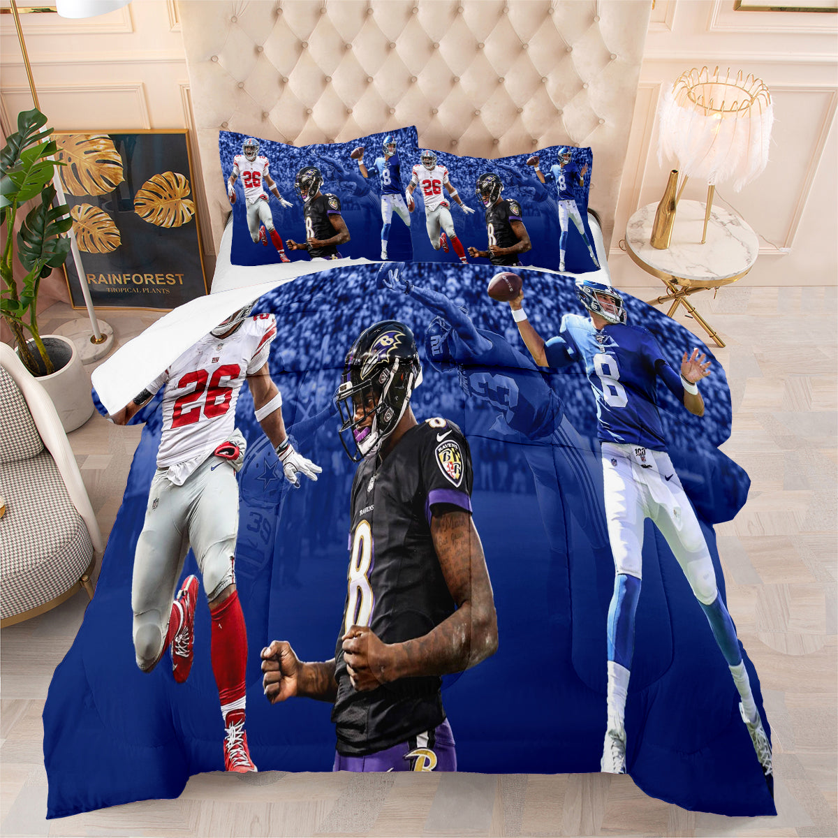 New York Giants Football Team Comforter Pillowcase Sets Blanket All Season Reversible Quilted Duvet