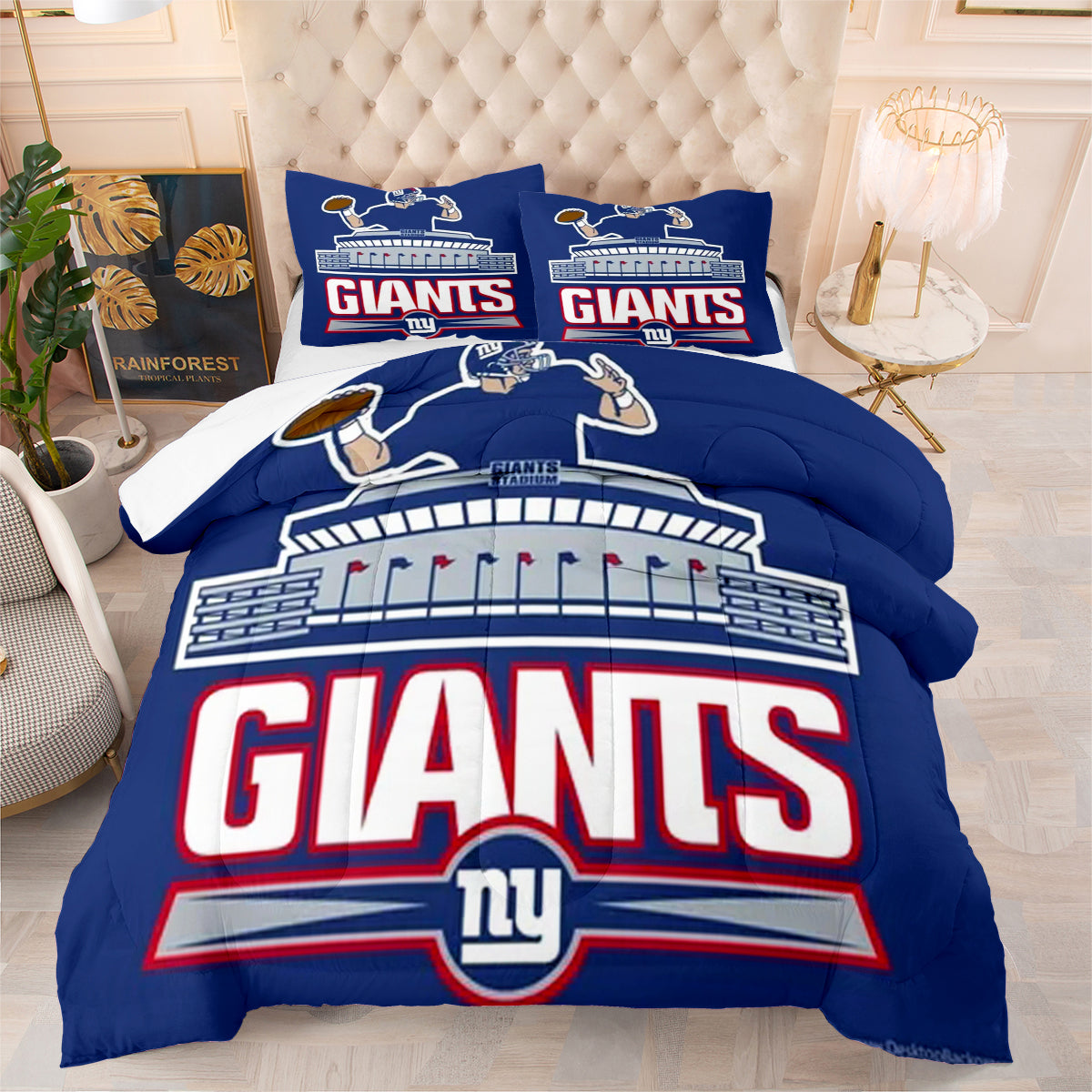 New York Giants Football Team Comforter Pillowcase Sets Blanket All Season Reversible Quilted Duvet