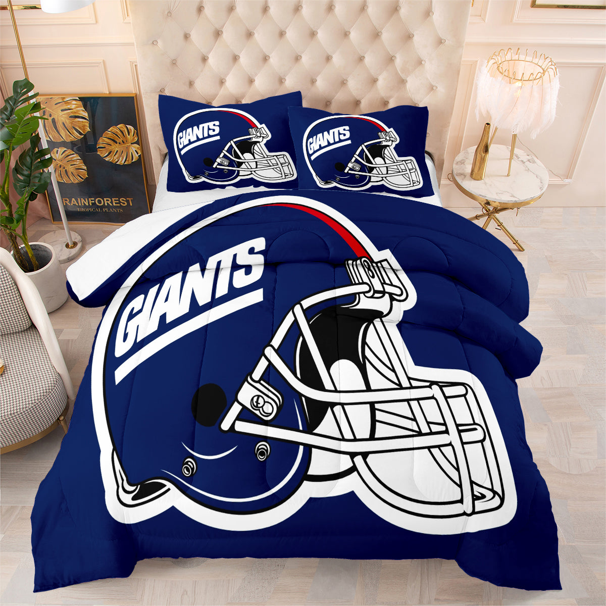 New York Giants Football Team Comforter Pillowcase Sets Blanket All Season Reversible Quilted Duvet