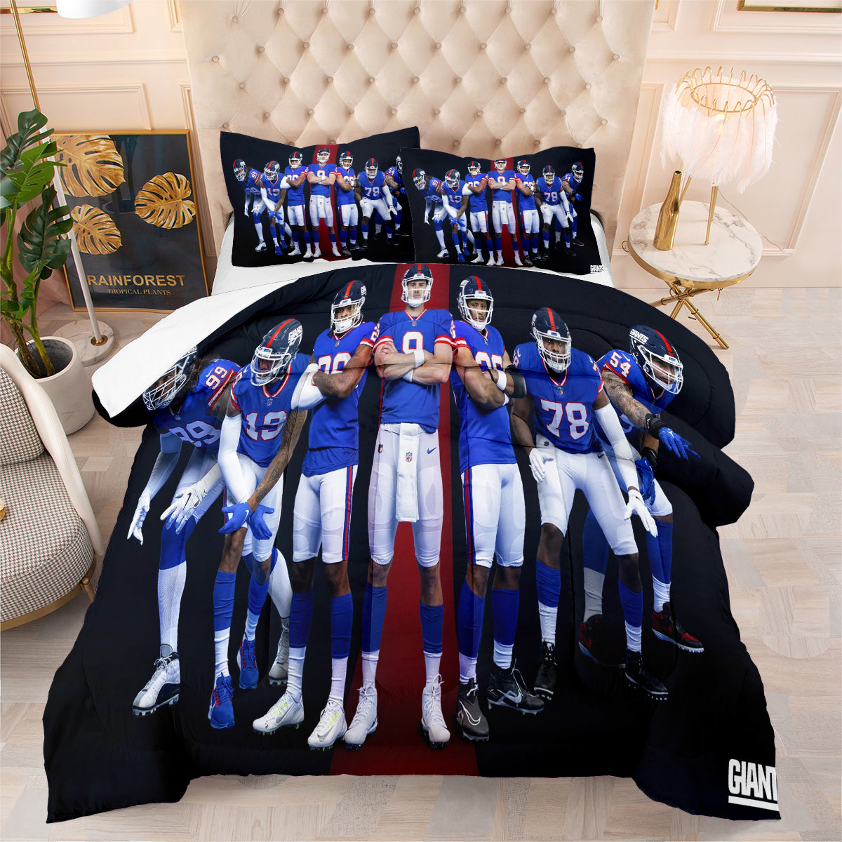 New York Giants Football Team Comforter Pillowcase Sets Blanket All Season Reversible Quilted Duvet