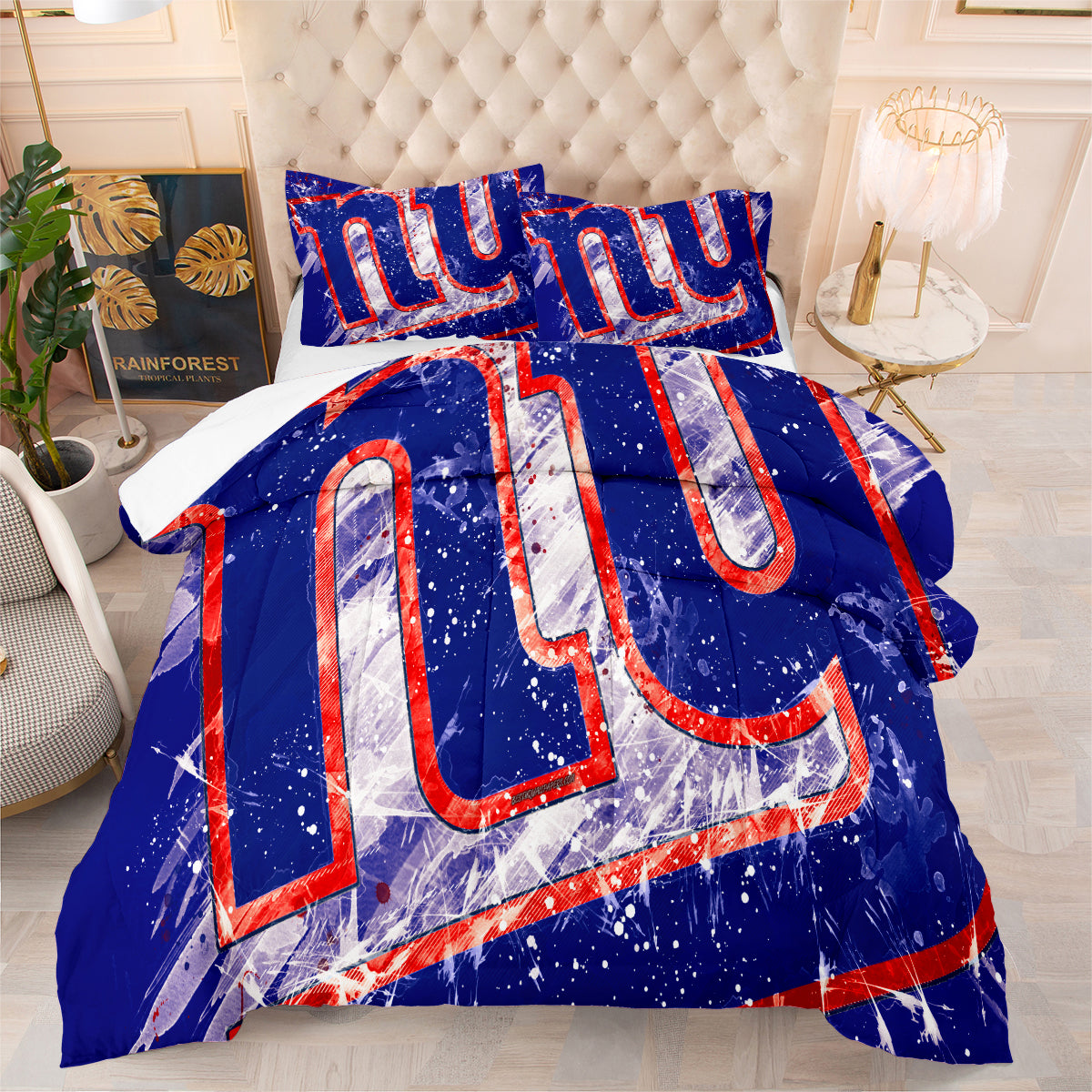 New York Giants Football Team Comforter Pillowcase Sets Blanket All Season Reversible Quilted Duvet