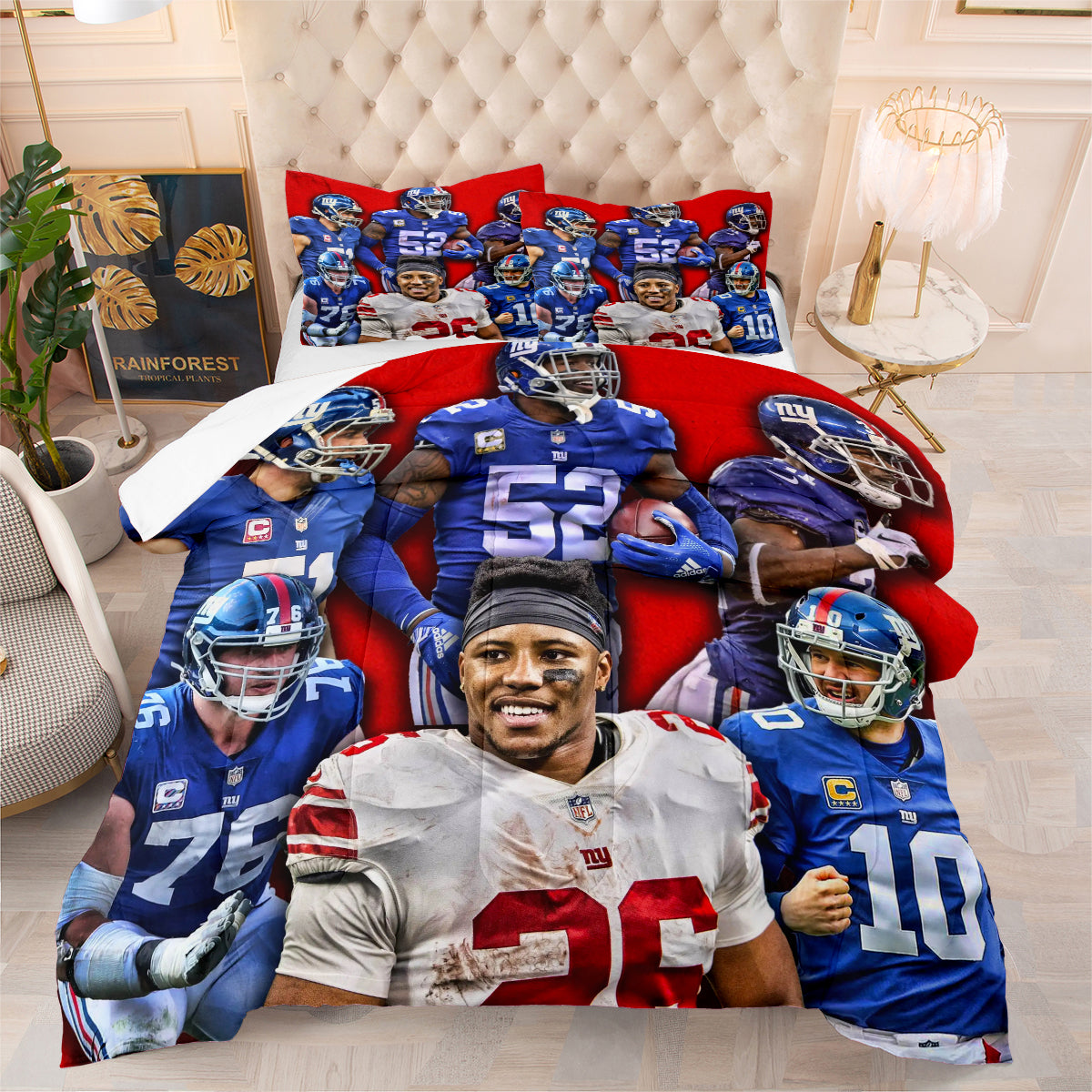 New York Giants Football Team Comforter Pillowcase Sets Blanket All Season Reversible Quilted Duvet