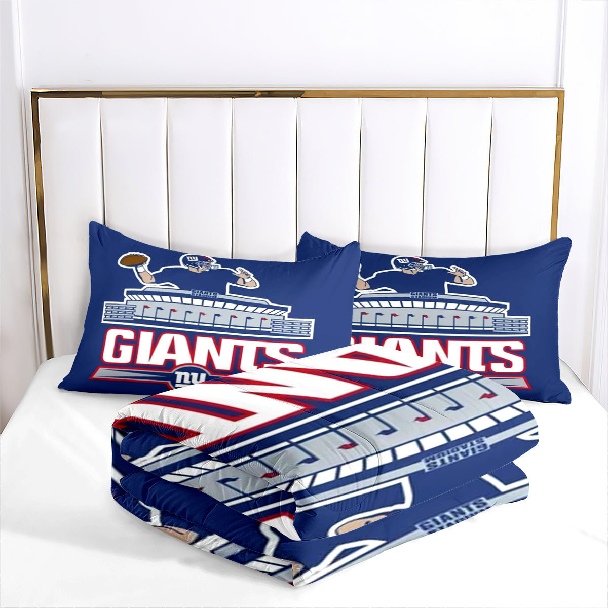 New York Giants Football Team Comforter Pillowcase Sets Blanket All Season Reversible Quilted Duvet