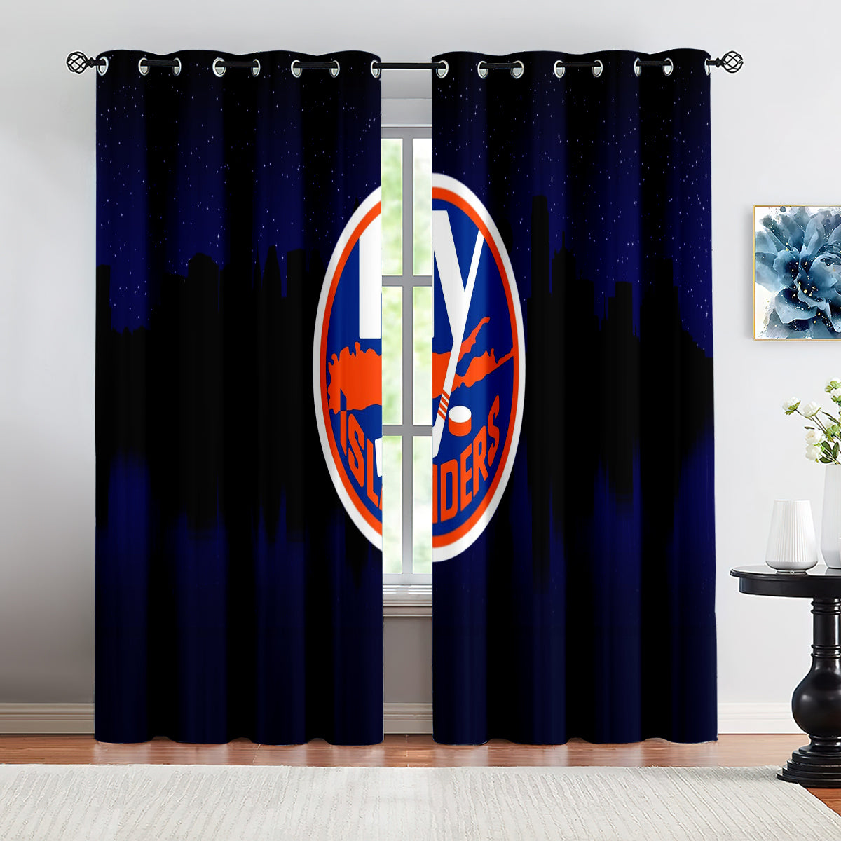 New YorkIslanders Hockey League Blackout Curtains Drapes For Window Treatment Set