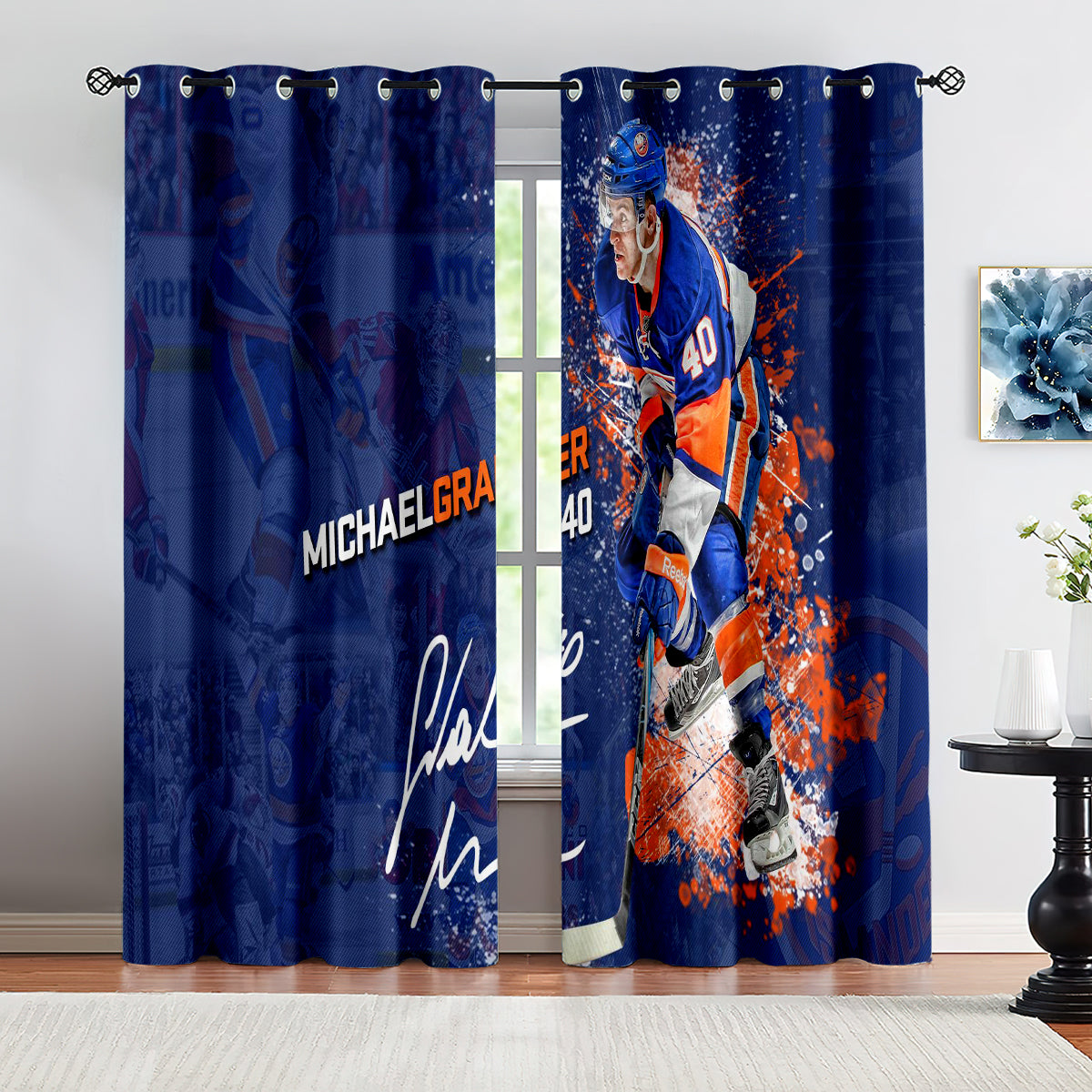 New YorkIslanders Hockey League Blackout Curtains Drapes For Window Treatment Set