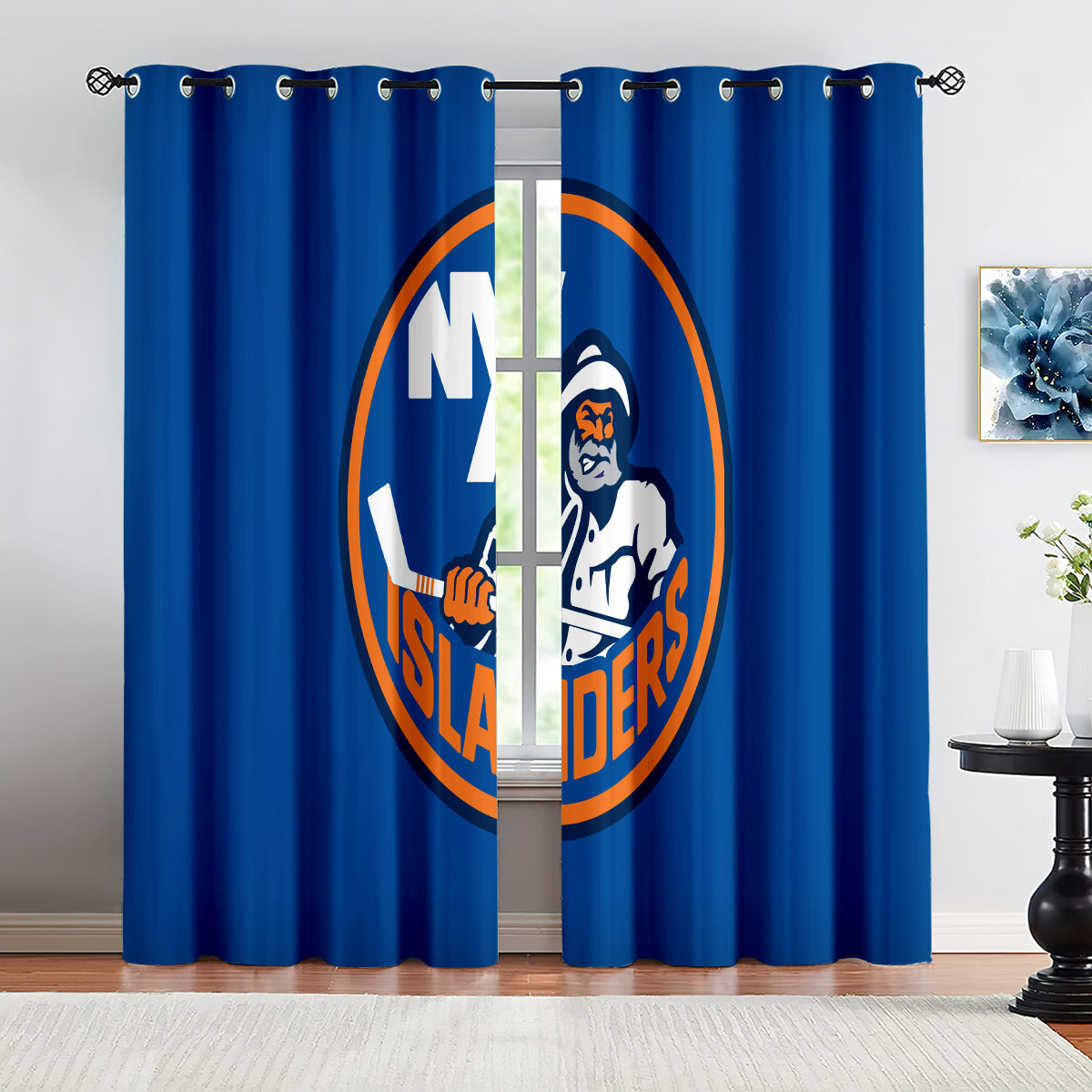 New YorkIslanders Hockey League Blackout Curtains Drapes For Window Treatment Set