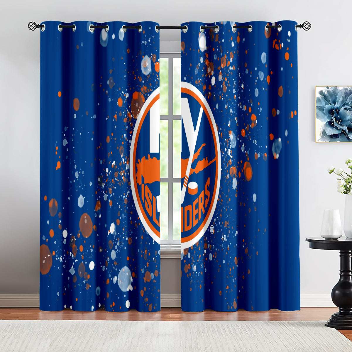 New YorkIslanders Hockey League Blackout Curtains Drapes For Window Treatment Set