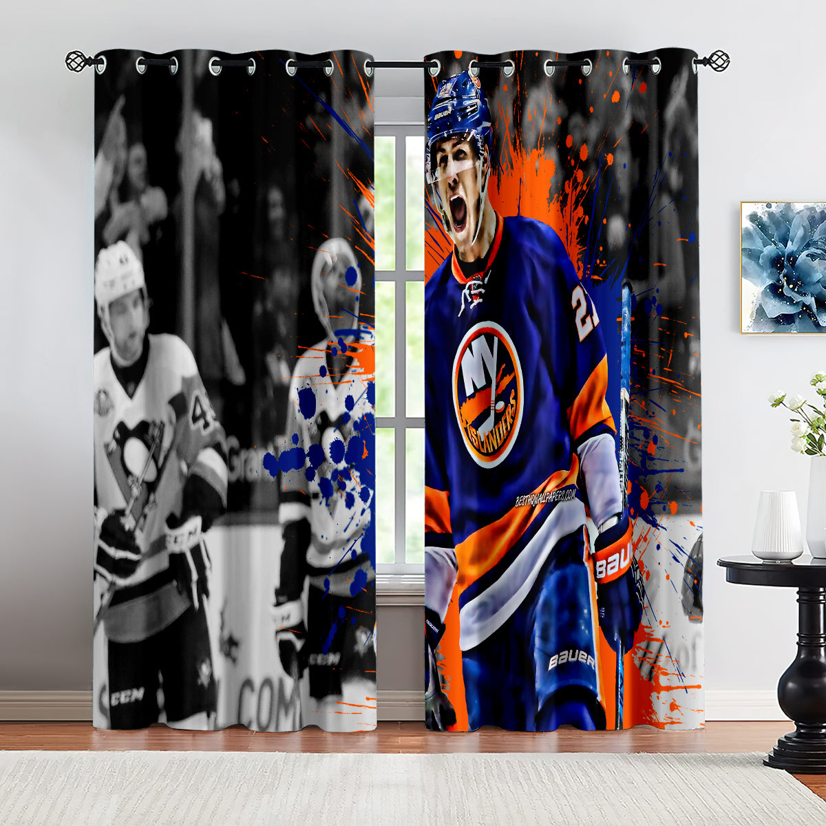 New YorkIslanders Hockey League Blackout Curtains Drapes For Window Treatment Set