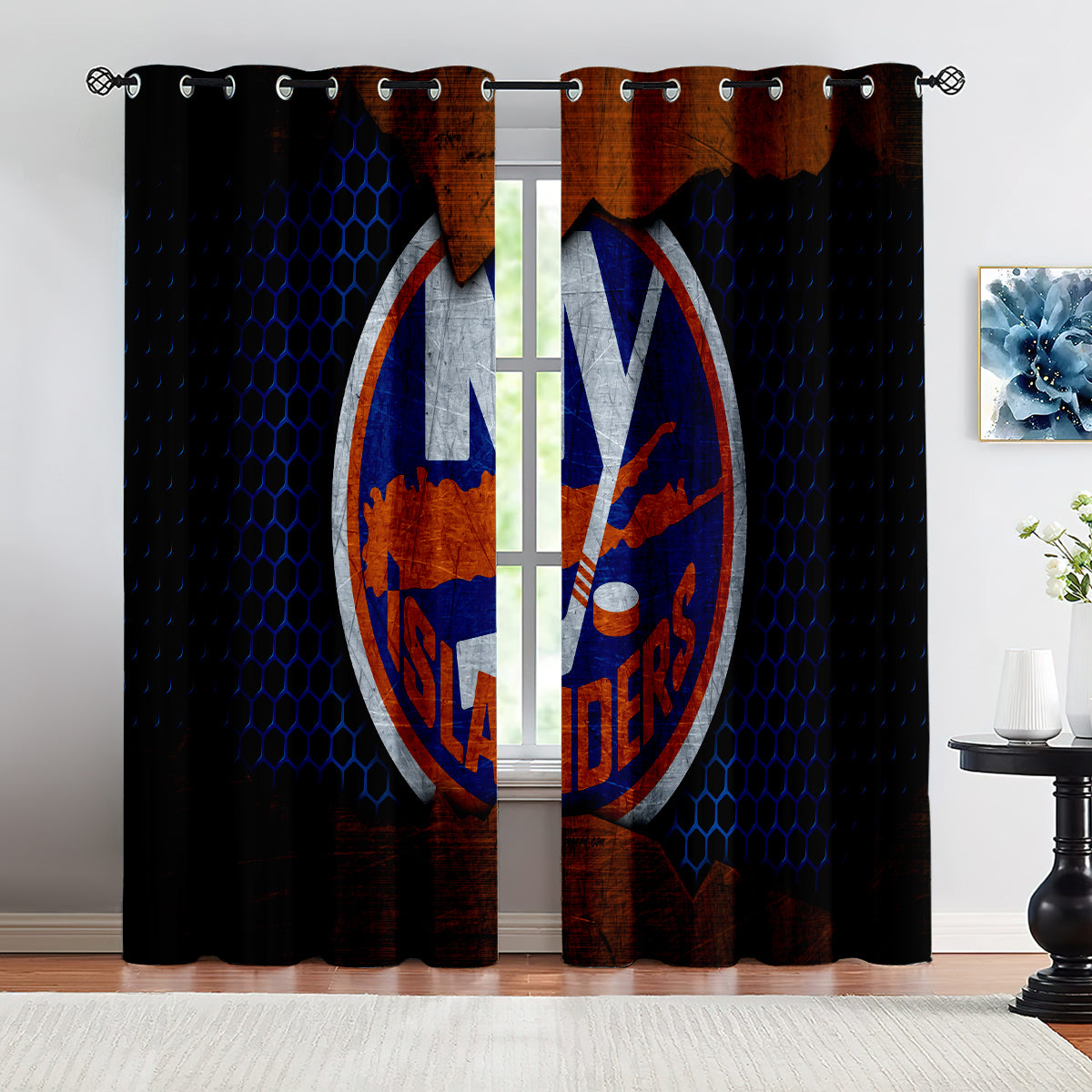 New YorkIslanders Hockey League Blackout Curtains Drapes For Window Treatment Set