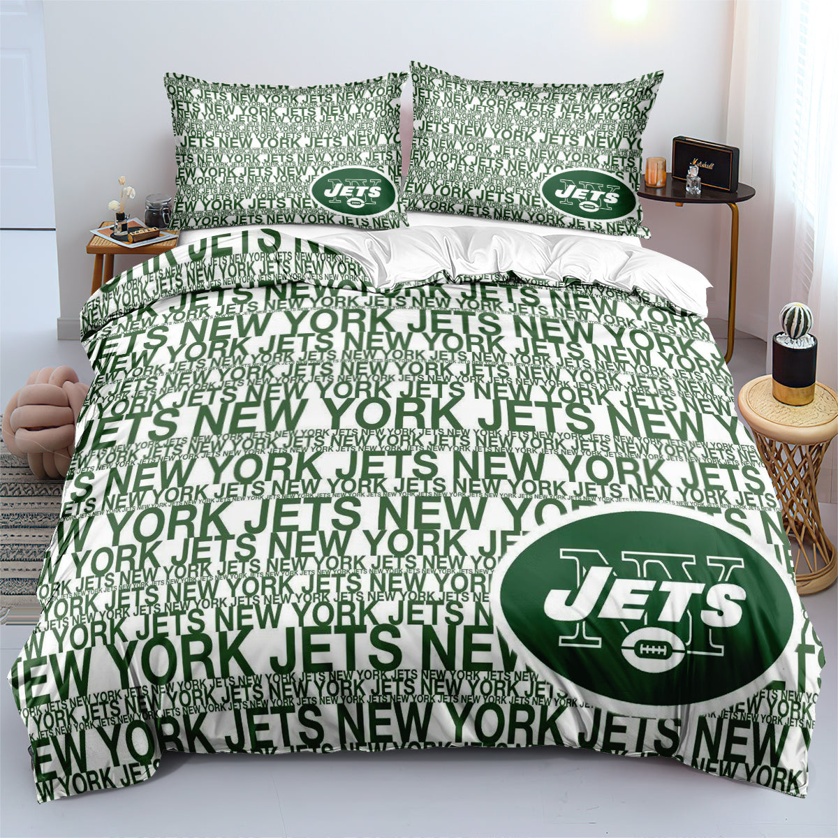 New York Jets Football League Duvet Cover Quilt Cover Pillowcase Bedding Set