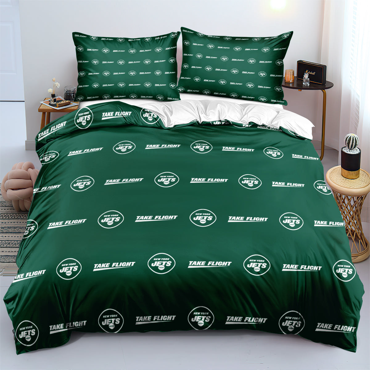 New York Jets Football League Duvet Cover Quilt Cover Pillowcase Bedding Set