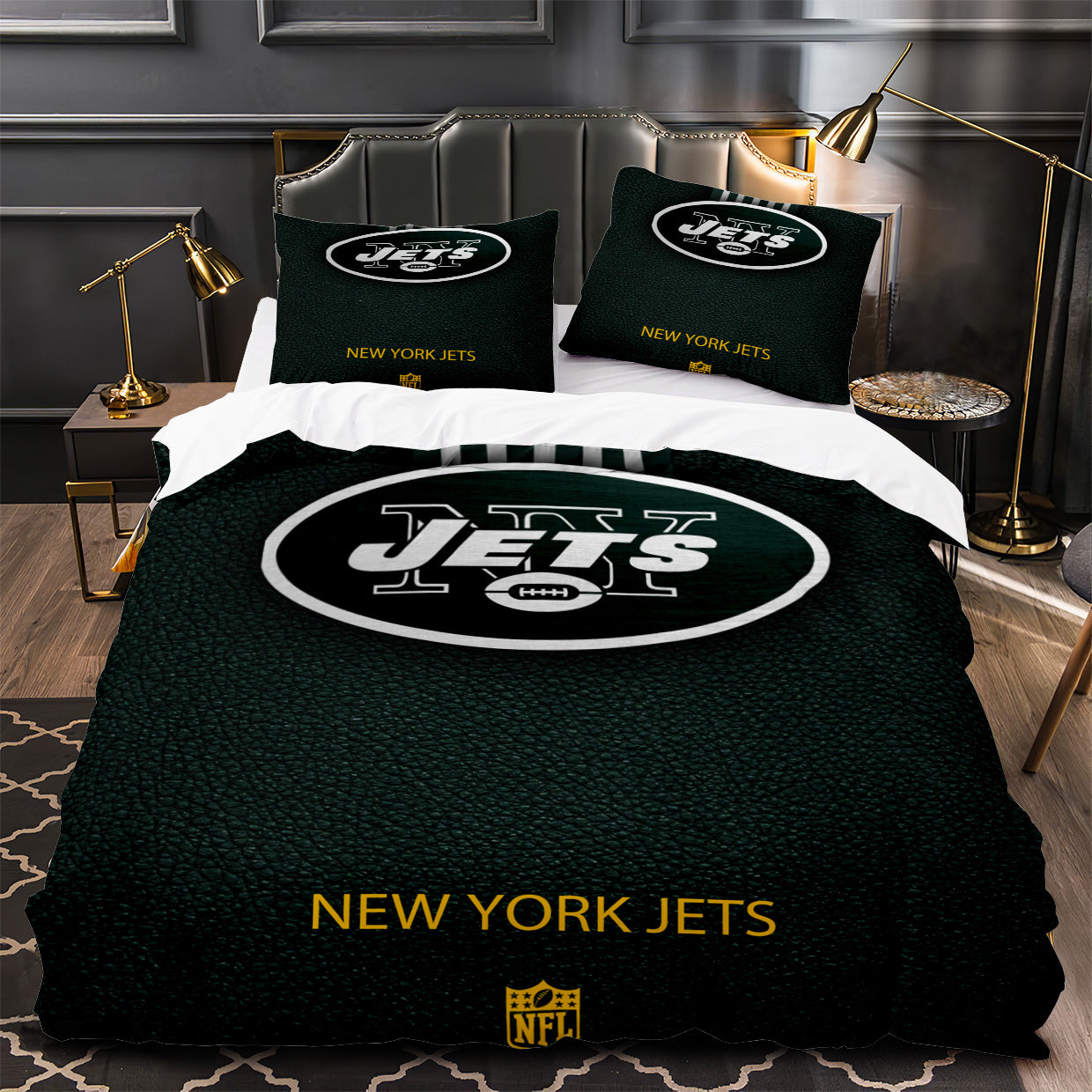 New York Jets Football Duvet Cover Quilt Case Pillowcase Bedding Set Without Filler