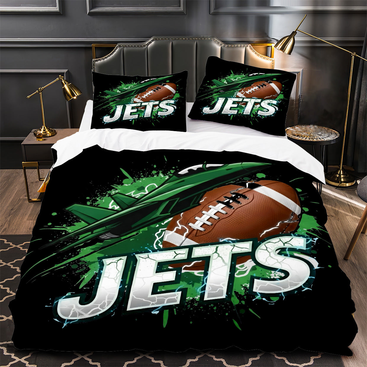 New York Jets Football Duvet Cover Quilt Case Pillowcase Bedding Set Without Filler