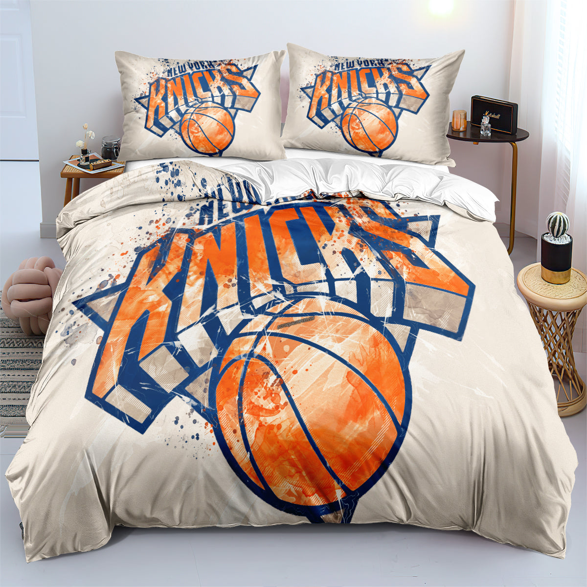 New York Basketball Knicks Bedding Set Quilt Cover Without Filler