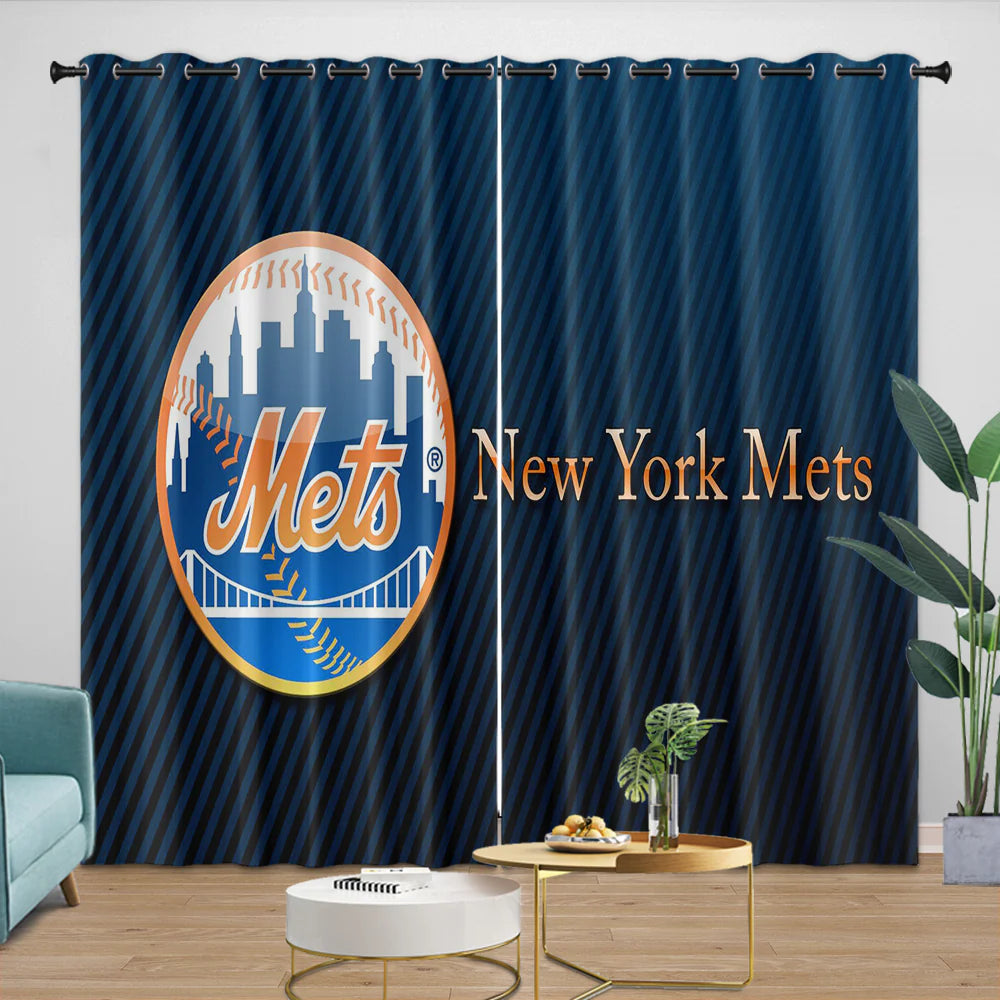 New York Mets Blackout Curtain for Living Room Bedroom Window Treatment